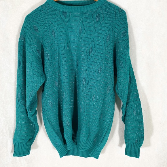 Vintage 80s teal diamond sweater - Picture 2 of 7